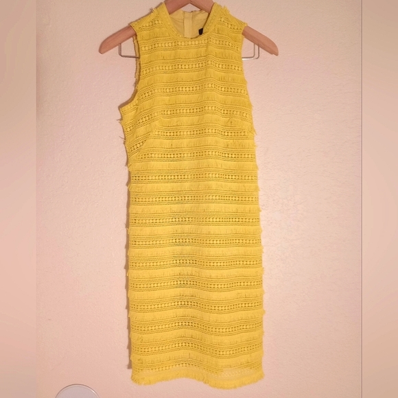 J. Crew yellow fring lace sheath dress - Picture 2 of 10